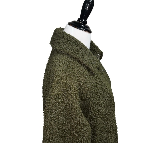 Urban Outfitters Women's S Small Full Zip Sherpa Jacket Green Teddy Shearling - Picture 6 of 10